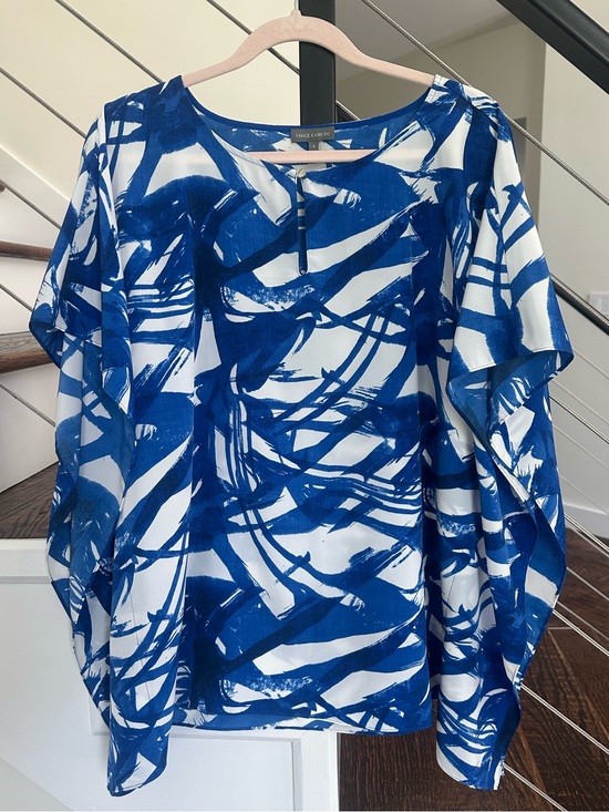 Vince Camuto Tops - Vince Camuto Blue White Anstract Brushstroke Top Blouse Dolman Sleeves | Size: S